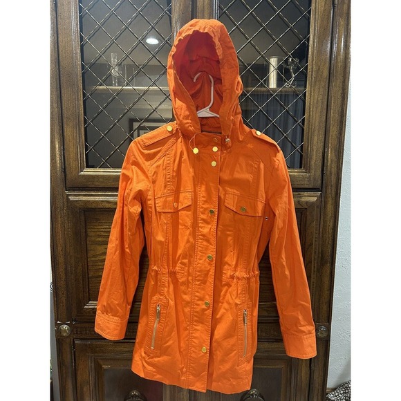 Michael Kors Orange Hooded Jacket Women’s Size XS NWT! - Picture 1 of 13